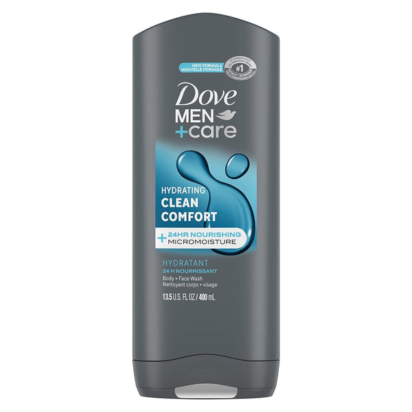 Dove Men+Care Body Wash and Face Wash Clean Comfort 13.5 oz for Dry Skin Effectively Washes Away Bacteria While Nourishing Your Skin