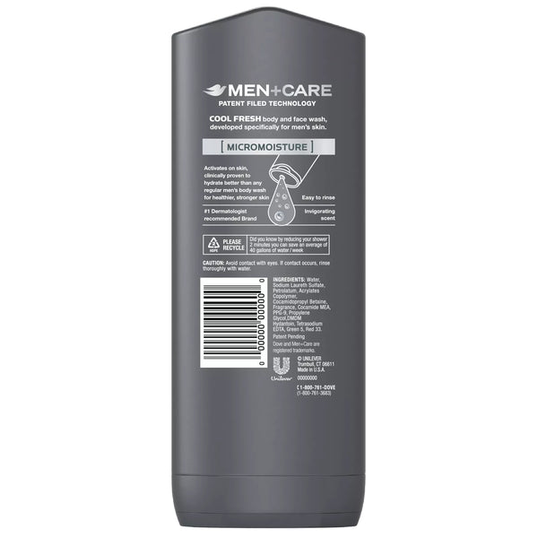 Dove Men+Care Cool Fresh Shower Gel 400ml – Revitalizing Body and Face Wash for Men