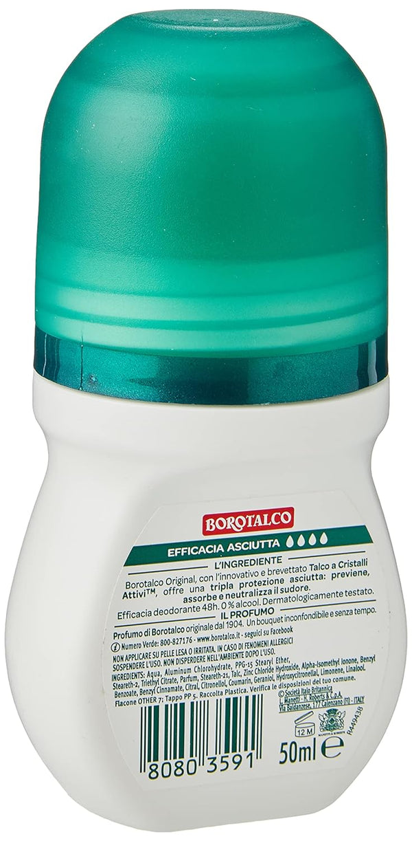 Borotalco Roll On Alcohol-Free Deodorant Original 50 ml (1.69 fl.oz)