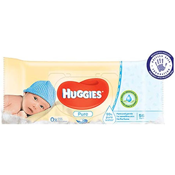 Huggies Pure Baby Wipes 56 Count (Pack of 3) 168 Wipes Total