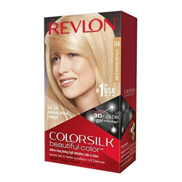 Revlon Colorsilk #04 Ultra Light Natural Blonde, Permanent Hair Color, with 100% Gray Coverage, Ammonia-Free, Keratin and Amino Acids