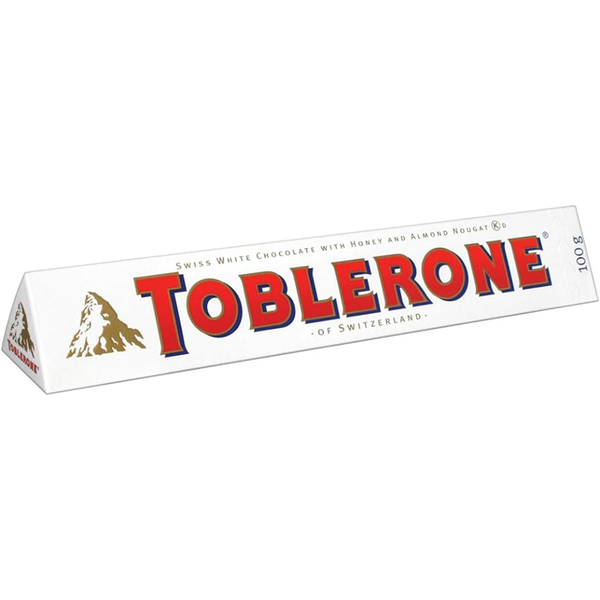 Toblerone Swiss White Chocolate with Honey & Almond Nougat Candy Bar - 3.52 Oz