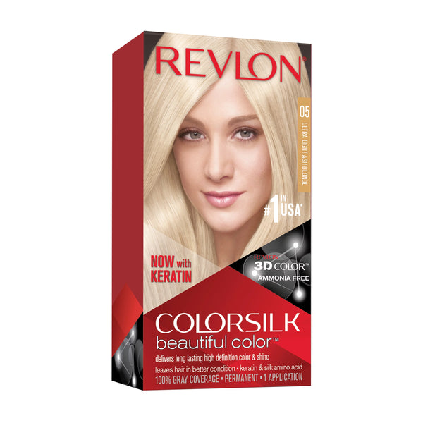 Revlon Colorsilk #05 Ultra Light Ash Blonde, Permanent Hair Color, with 100% Gray Coverage, Ammonia-Free, Keratin and Amino Acids