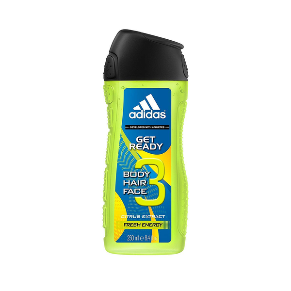 Adidas Get Ready Shower Gel 3-in-1, hair & face, pH-friendly, 250 ml