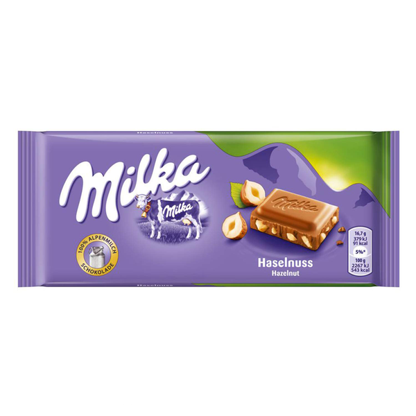 Milka Milk Chocolate with Chopped Hazelnuts Candy Bar - 3.52 oz