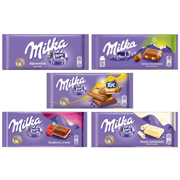 Milka Chocolate Bars Assorted Pack of 5 (Bundle #3)