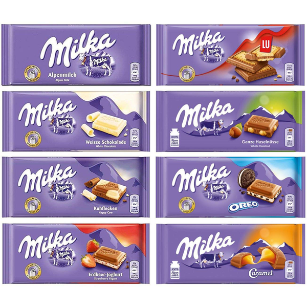 Milka Assorted Chocolates Variety Pack of 8 Bars (Bundle #2)