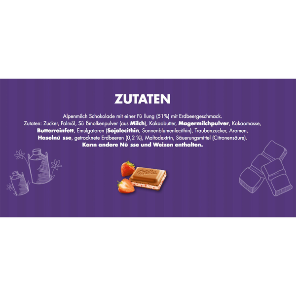 Milka Strawberry Chocolate Bar Candy Original German Chocolate 100g/3.52oz (Pack of 2)