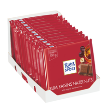 Ritter Sport Rum Raisin Hazelnut Chocolate Candy Bar - 3.5 oz ( Pack of 12)