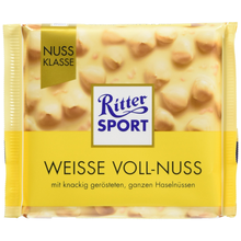 Ritter Sport White Whole Hazelnut Chocolate Candy Bar - 3.5 oz ( Pack of 12)
