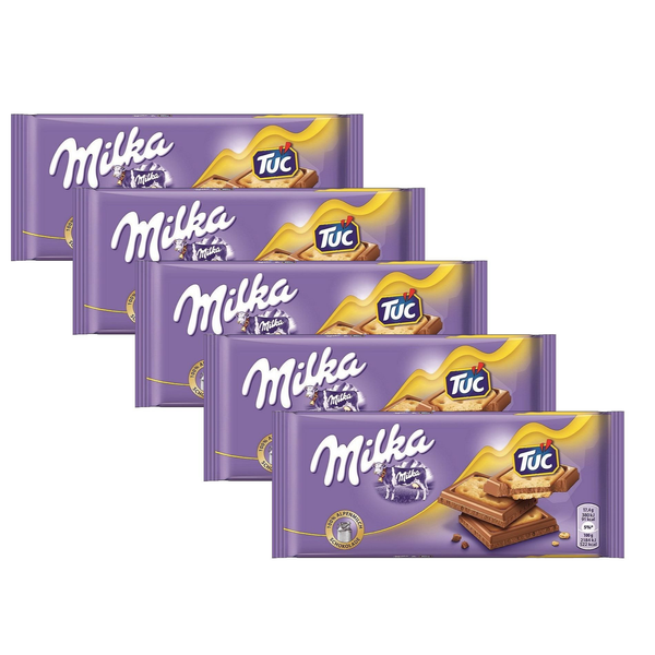 Milka Milk Chocolate with TUC Crackers, 187g/3oz (TUC Crackers, PACK OF 5)