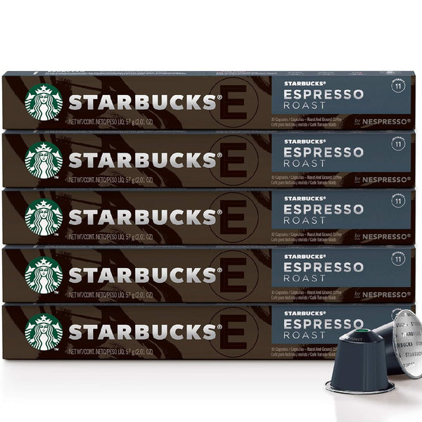 Starbucks Coffee Pods Compatible with Nespresso Original Line Machine Packs 50 Capsules Espresso Light Dark Roast All Pack / Flavors (50 Caps Starbucks Dark Roast Espresso)