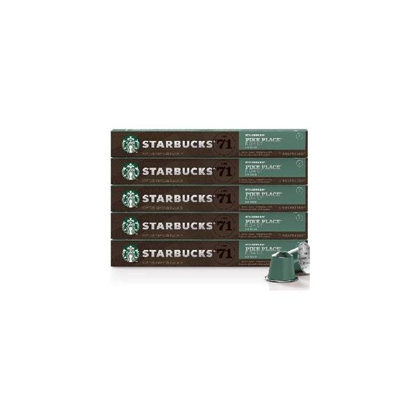 Starbucks Coffee Pods Compatible with Nespresso Original Line Machine Packs 50 Capsules Espresso Light Dark Roast All Pack / Flavors (50 Caps Starbucks Pike Place Medium)