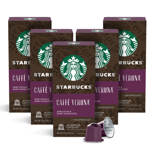 Coffee Pods Compatible with Flavors (50 Caps Starbucks Caffe Verona Dark)