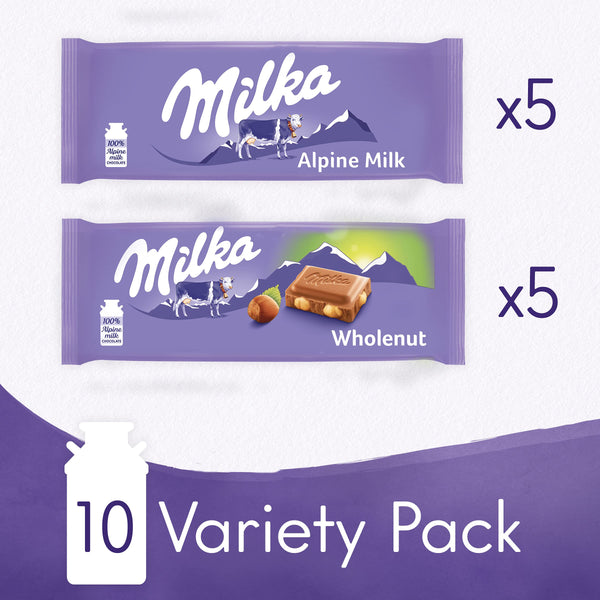 Milka European Chocolate Bars Variety Pack, 10 - 3.52 oz