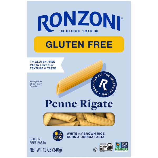 Ronzoni Gluten Free Penne Rigate 12 oz - multigrain blend of white rice, brown rice, corn and quinoa, Kosher
