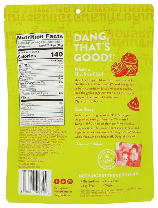 Dang Hot & Sour Thai Rice Chips, Crispy Asian Style Rice Chips Snack, 3.5 oz - Real Prime Deals