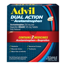 Advil Dual Action Acetaminophen Ibuprofen 50 Packets of 2 - dispenser box