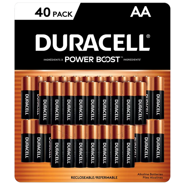 Duracell CopperTop AA Batteries 40 count - bulk alkaline AA batteries long shelf life