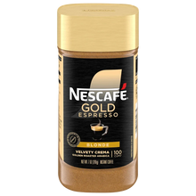 Nescafe Gold Espresso Blonde instant coffee jar with gold lid and black label, 200g