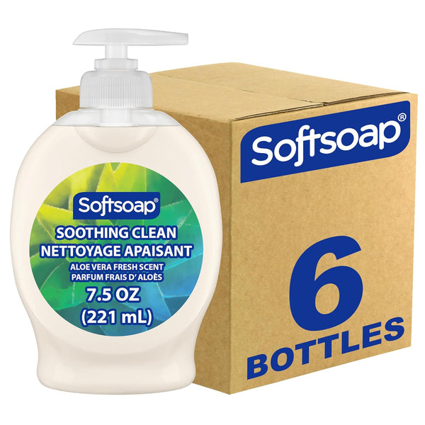 Softsoap Moisturizing Liquid Hand Soap, Soothing Clean Aloe Vera, 7.5 fl oz (Pack of 6) – Gentle & Refreshing Hand Wash