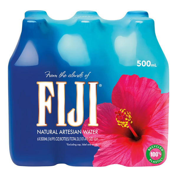 FIJI Natural Artesian Bottled Water 16.9 Fl oz, Pack of 6