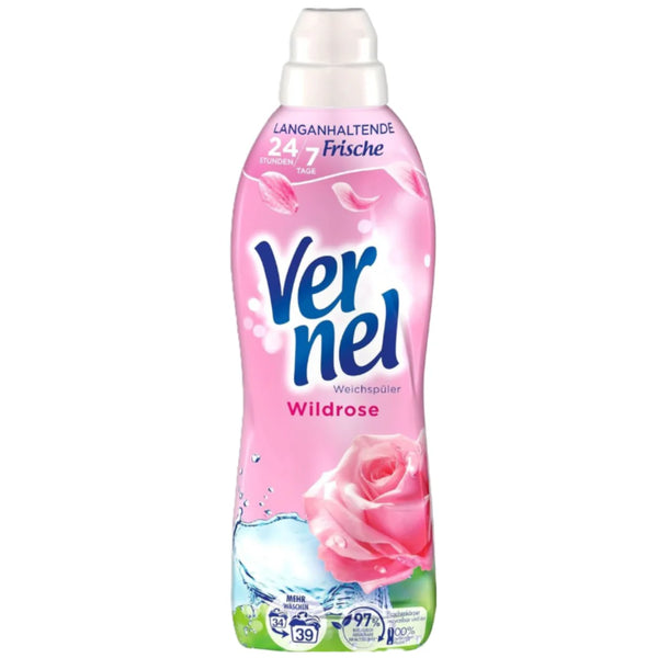Vernel Wild Rose Fabric Softener, Long Lasting Floral Scent Laundry Conditioner, 858 ml, 39 Wash Loads