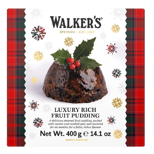 Walker’s Rich Fruit Pudding - 16 Oz Plum Pudding for Christmas - Luxury Holiday Treat and Dessert from Scotland