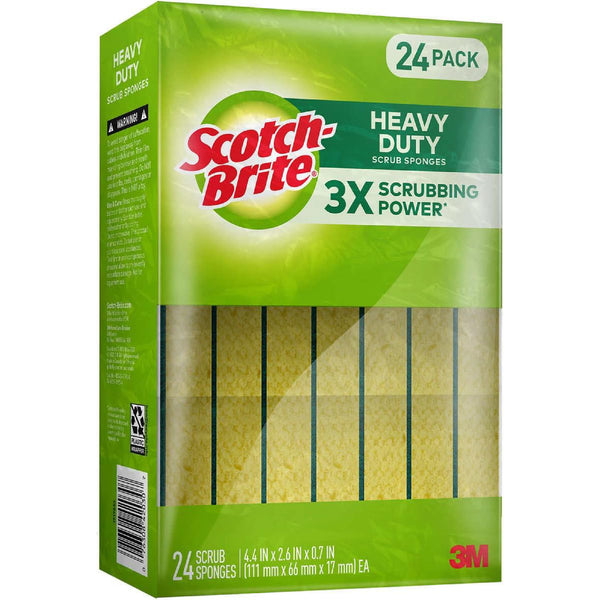 Scotch-Brite Heavy Duty Scrub Sponges, Individually Wrapped (24 Count)