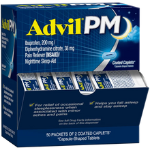 Advil PM Ibuprofen Diphenhydramine 50 Packets of 2 - dispenser box