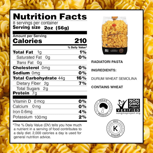 Garofalo - Premium Durum Wheat Semolina Radiatori Pasta Italian Made, Bronze-Drawn, Al-Dente, One-Ingredient Pasta (6 pack) - Real Prime Deals