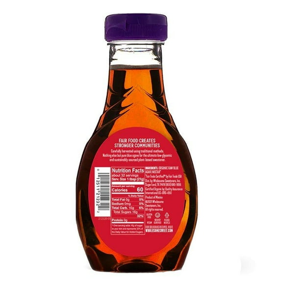 Wholesome Organic Raw Blue Agave Nectar Syrup, Natural Sweetener, Non-GMO, 23.5 oz