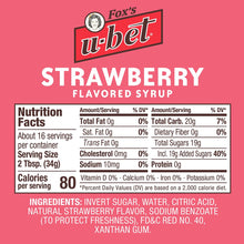 FOX'S U-BET Syrup Bottle, Kosher Certified, Brooklyn Original, Fat Free (1-Pack, Strawberry)