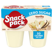 Snack Pack Sugar Free Vanilla Pudding Cups 13 oz - 4-pack zero sugar vanilla pudding