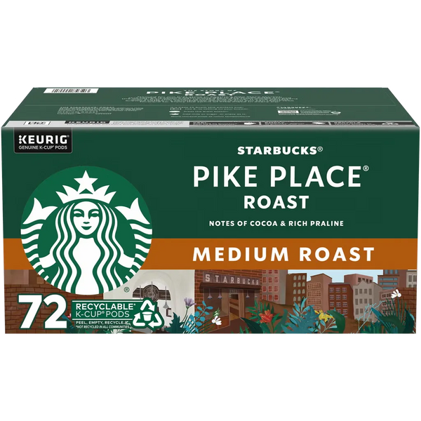 Starbucks Pike Place Roast K-Cup Pods 72 Count 30.4 oz - medium roast coffee