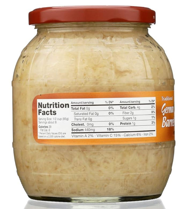 Kühne Barrel Sauerkraut, Traditional German Fermented Cabbage, 28.5 oz, 6 Pack