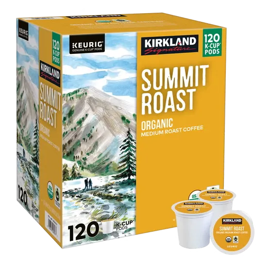 Kirkland Signature Organic Summit Roast K-Cups 120 Count - medium roast coffee pods