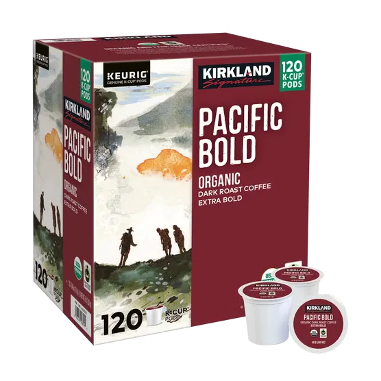 Kirkland Signature Organic Pacific Bold K-Cups 120 Count - dark roast coffee pods