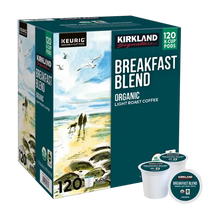 Kirkland Signature Organic Breakfast Blend K-Cups 120 Count - light roast coffee pods