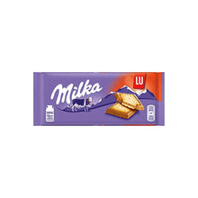 Milka LU chocolate biscuit bar with purple packaging and mountain design