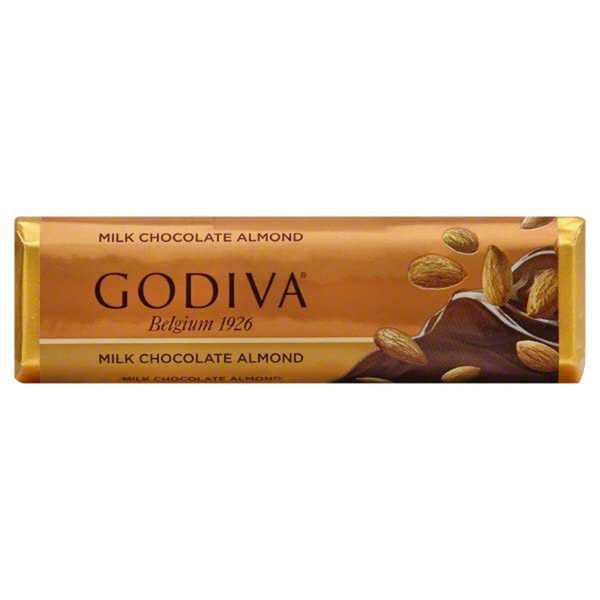 Godiva Milk Chocolate Bar with Almonds, 1.500 ounces Pack of 8