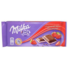 Milka Strawberry Yogurt Milk Chocolate Candy Bar, 100g/3.5oz ( Pack of 10 )