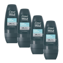 ove Men+Care Clean Comfort Roll on Deodorant, Aluminum Free, For All Day Underarm Odor Protection, 4-Pack, 1.7 Fl Oz Each, 4 Bottles