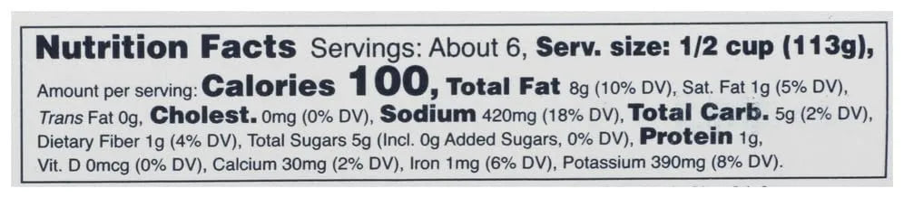 Carbone Marinara Delicato Pasta Sauce 24oz - nutrition facts label