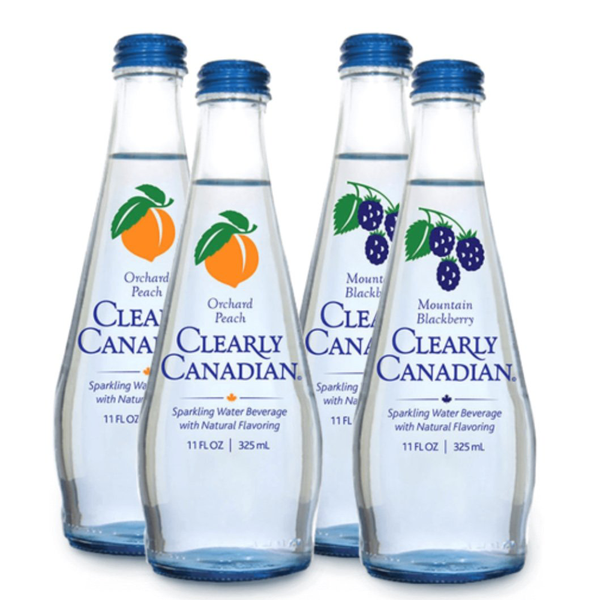 Clearly Canadian Sparkling Water 4 Pack - (2) Mountain Blackberry and (2) Orchard Peach