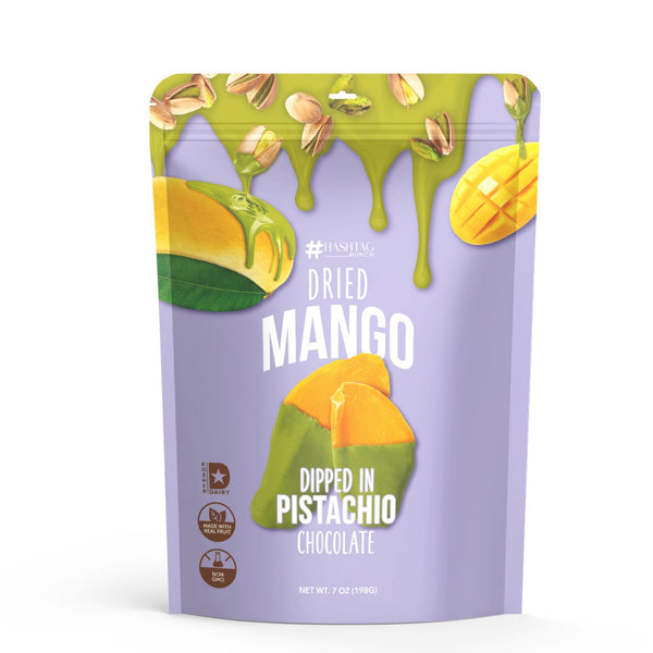 #Hashtag Munch Dried Mango Pistachio Chocolate 7 oz - chocolate dipped dried mango snack