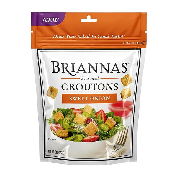 Briannas Sweet Onion Croutons, Crispy Baked Salad Topping with Savory Flavor, 5 oz - Real Prime Deals