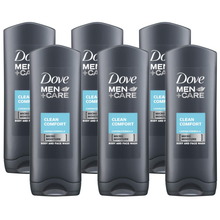 Dove Men+Care Body Wash and Face Wash Clean Comfort 13.5 oz for Dry Skin Effectively Washes Away Bacteria While Nourishing Your Skin 6 Packs