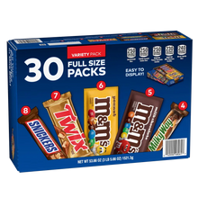Mars Candy Variety Pack 30 Full Size Packs - box front label