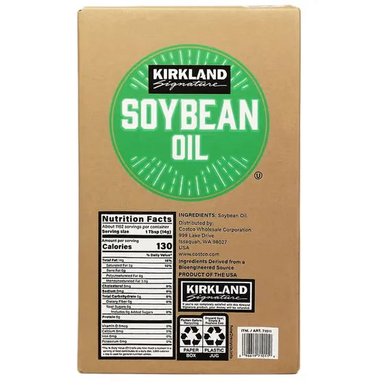Kirkland Signature Soybean Oil 35 lb - nutrition facts label